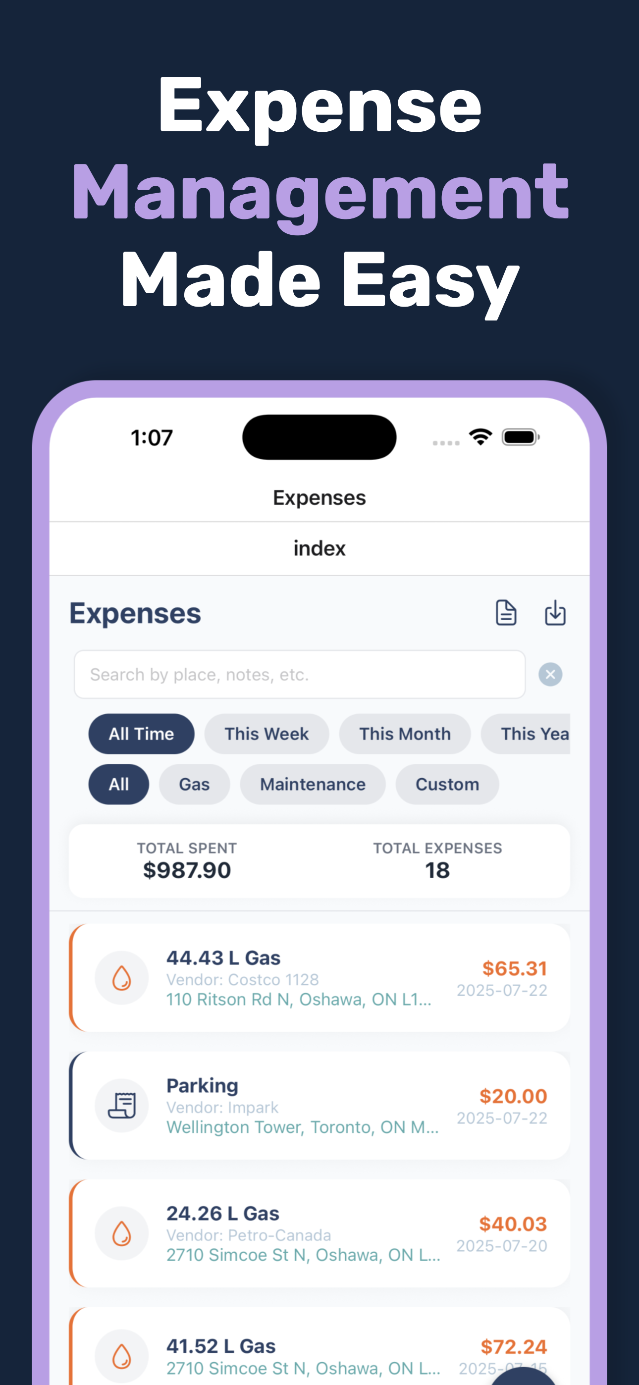Mileage Tracker Pro app preview